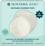 Nintara Baby Reusable Nursing Pads – Soft & Absorbent Breast Pads, Bamboo Viscose Blend, Contoured Fit, Leak-Resistant, Pack of 6 with Laundry Bag