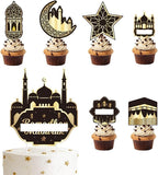 13PCS Eid Mubarak Cake Cupcake Topper Set Ramadan Kareem Cake Decorations Muslim Islam Cupcake Picks Hajj Mubarak Festival Party Supplies Signs Decor