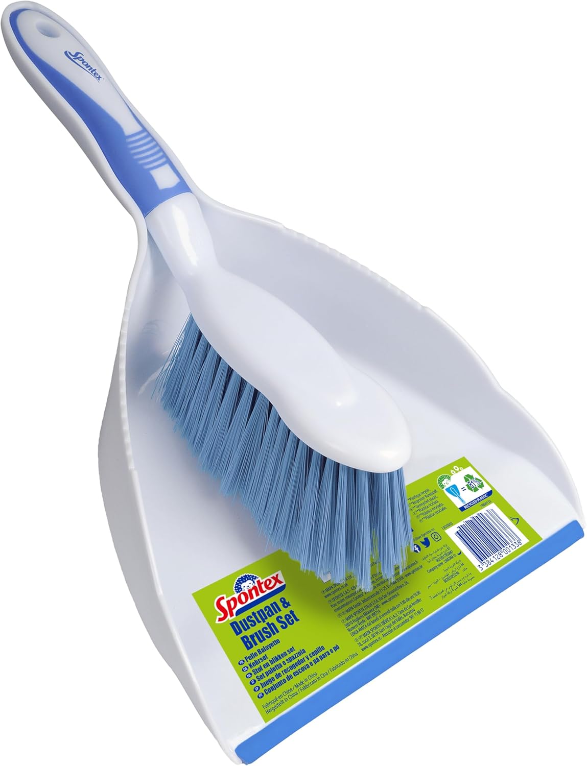 Spontex Dustpan and Brush Set, White, 2 Count (Pack of 1)