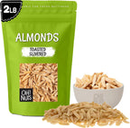 Oh! Nuts Almonds Toasted Slivered - Raw - 100% Natural - 2 lb - High-Protein Almonds - Packed in New York Zip-Seal Bag for Exceptional Freshness