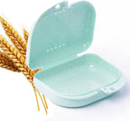 LA MIERE Retainer Case Wheat Straw Denture Case, Orthodontic Dental Case, Mouth Guard Case, Denture Box, Teeth Aligner Case, Celery Green