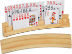 LotFancy Playing Card Holders for Kids Adults Seniors, Set of 2, 3 Tiers, Hands Free Curved Wooden Card Holder for Family Card Game Night, Canasta, Bridge, Poker Parties