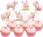 36 PCS Pig Cupcake Toppers Double Sided Pet Pig Cupcake Picks Farm Pig Oink Cupcake Decorations for Farm Animals Piggy Theme Baby Shower Kids Boys Girls Birthday Party Cake Decorations Supplies Pink