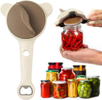 Jar Opener Bottle Opener and Can Opener for Weak hands, 4 in 1 Multi Function Bottle Opener Lid Opener For Arthritic Hands, Fits Kitchen Jars, Bottles & Beer Caps (Beige)