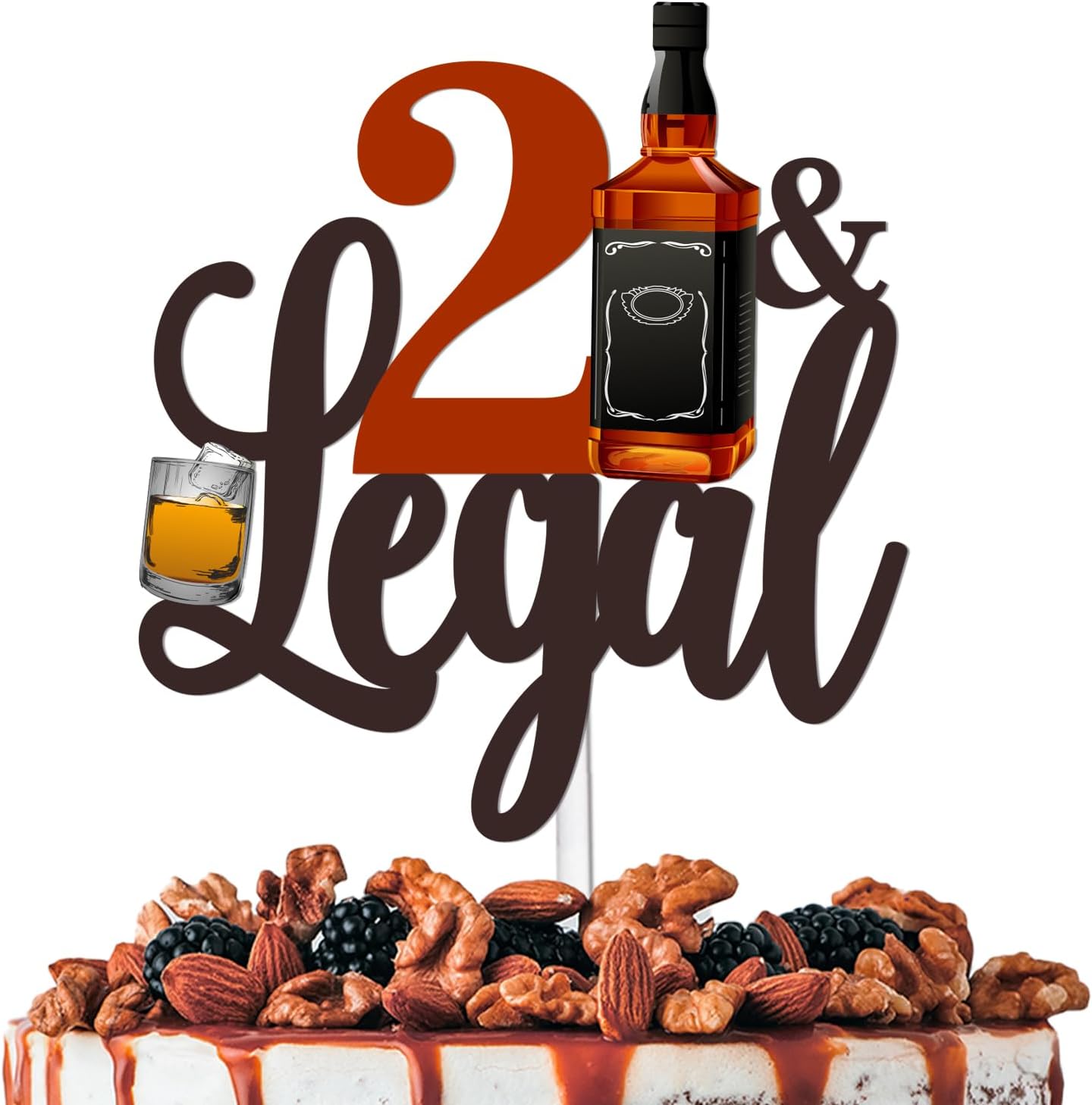 Glitter 21 Legal Cake Topper Cheer to Whiskey Theme Party Decoration Supplies Men Boys Happy 21st Birthday Party Decor Supplies