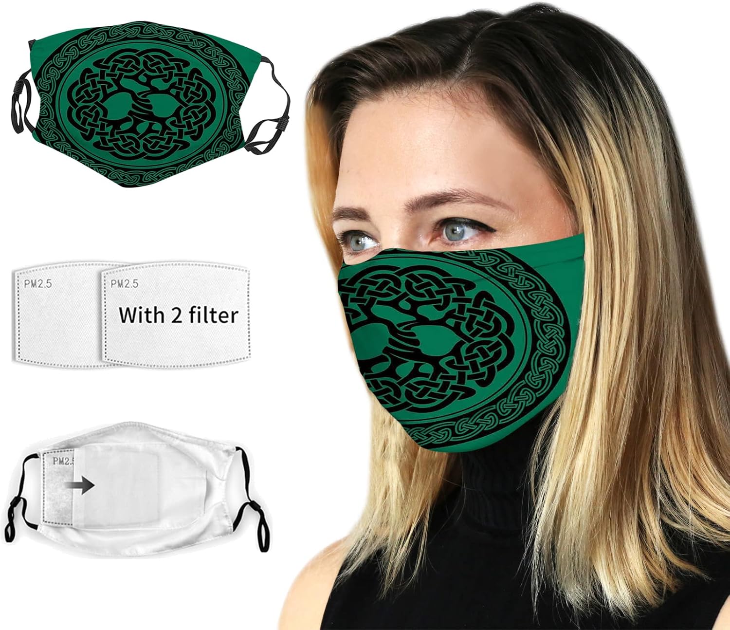 Face Mask Balaclava Windproof Men's Women's,Dustproof Mouth Cover With Filter Pocket Adjustable Elastic Strap