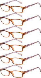 Eyekepper 6-pack Ladies Reading Glasses Stylish Women Readers - Brown +0.75