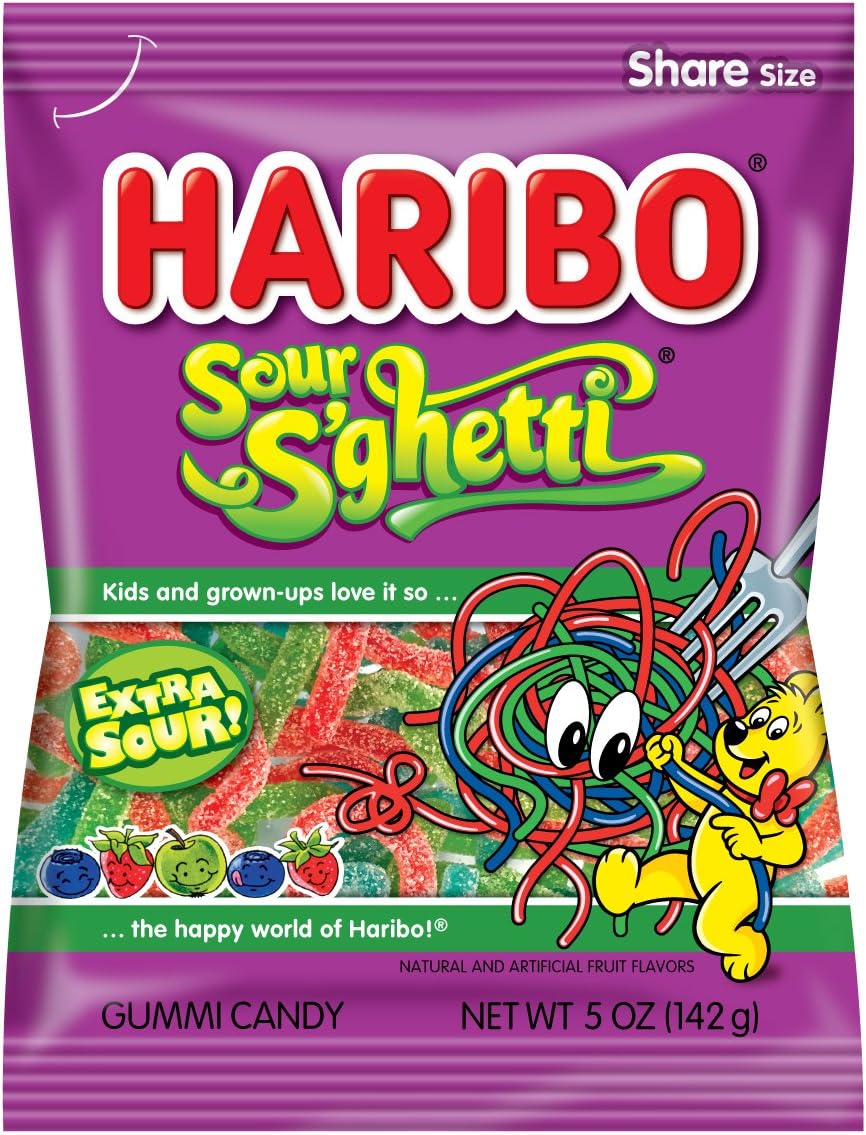 HARIBO Gummi Candy, Z!NG Sour S’ghetti, 5 oz. Bag