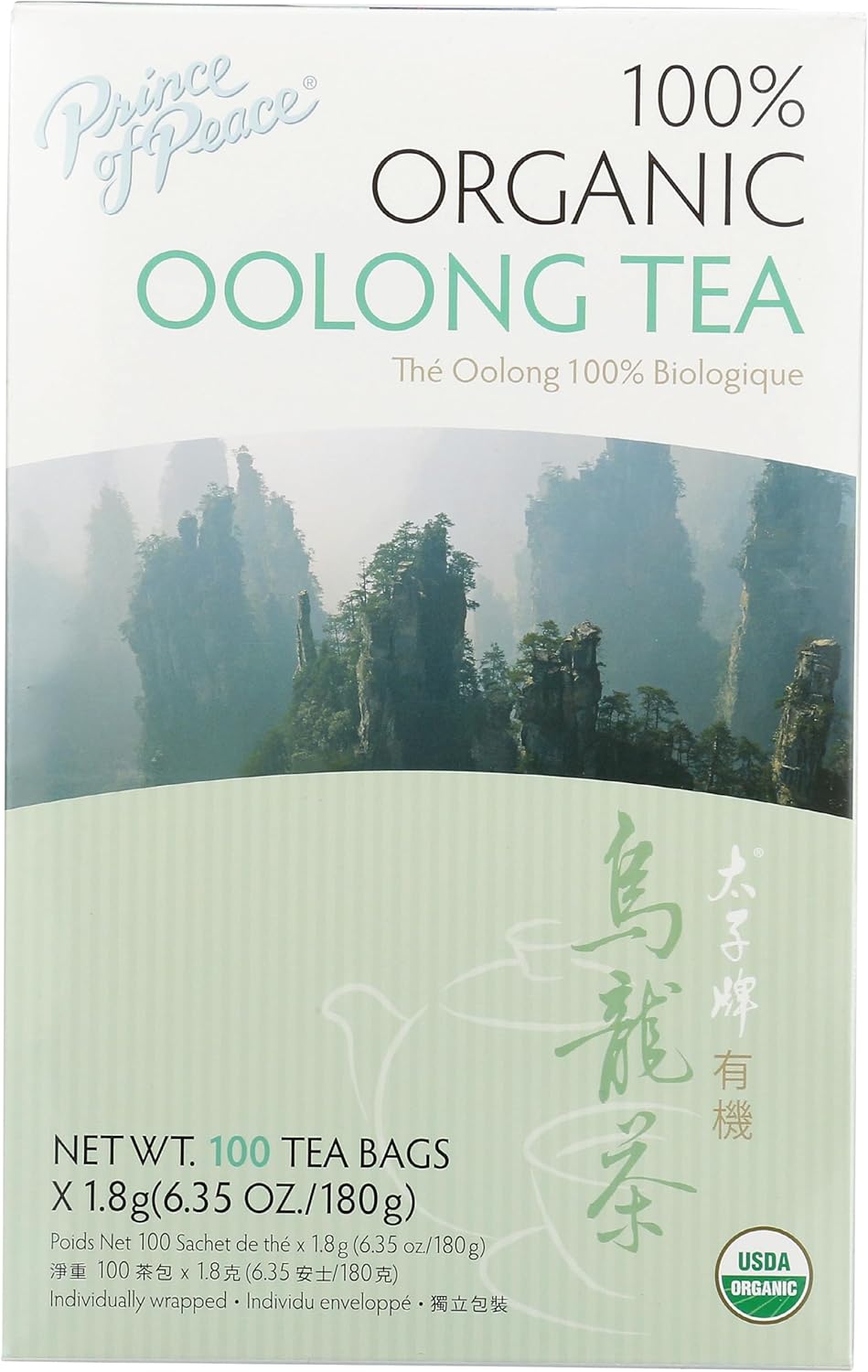 Prince of Peace Organic Oolong Tea, 100 Tea Bags – 100% Organic Black Tea – Unsweetened Black Tea – Lower Caffeine Alternative to Coffee – Herbal Health Benefits