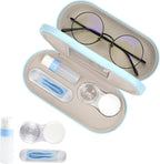 Eyeglass Case Double Sided Travel Size Cute Portable Contact Lens Box 2 in 1 Multifunction With Tool for Daily Outdoor Office