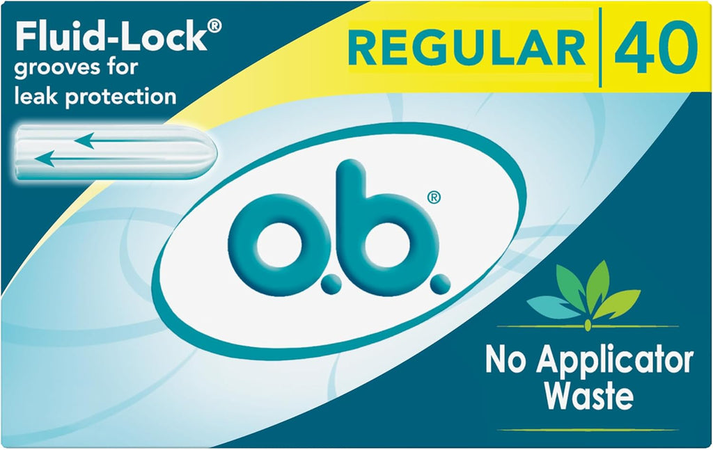o.b. Tampons No Applicator, Fragrance-Free - 40ct | Applicator-Free Tampons Regular, Feminine Care, ob Tampon Regular, Period Products