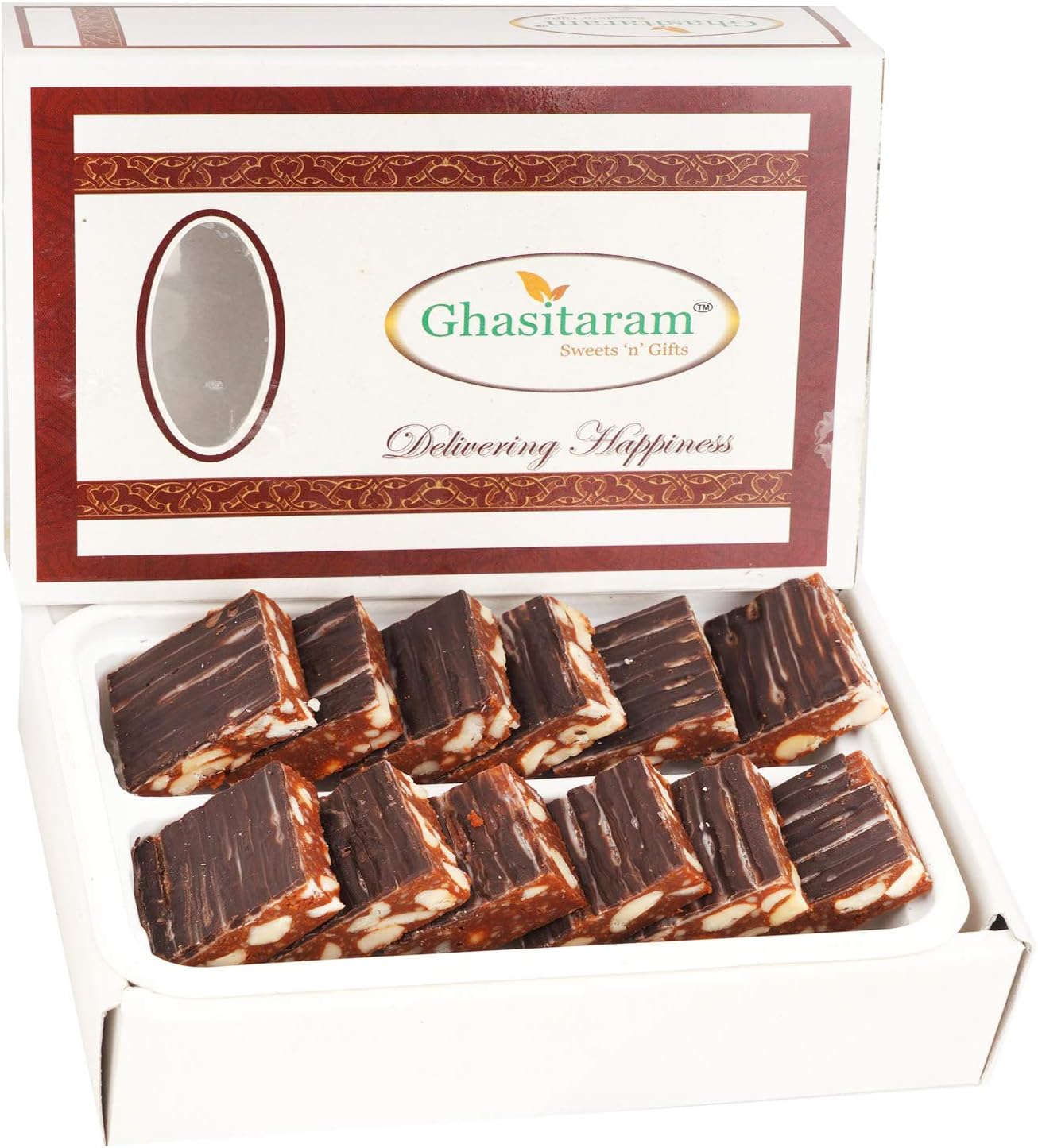Ghasitaram Gifts Valentine Gifts - indian Sweet - dryfruit sweets Cashew Chocolate Barfi 200 gms