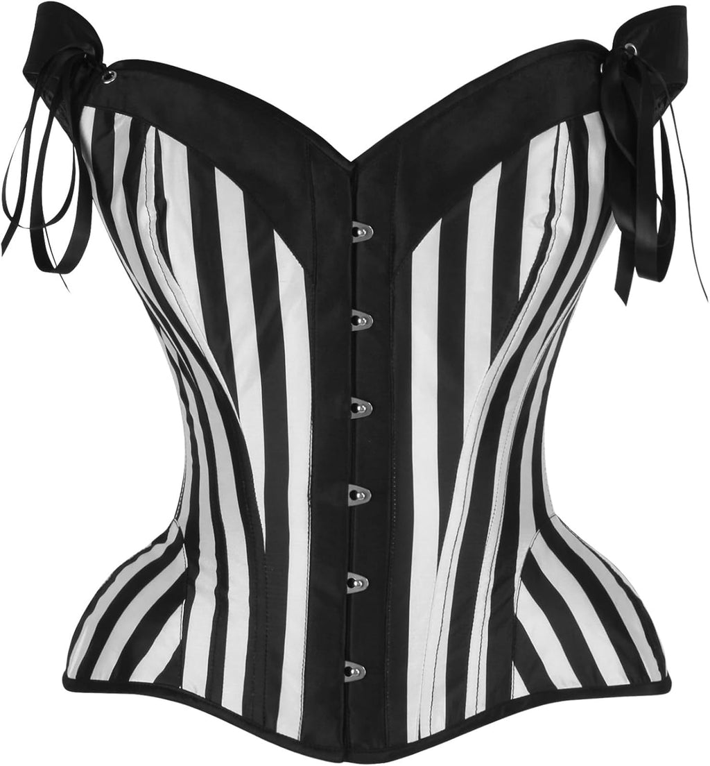 Daisy Corsets Striped Corset Tops with Straps. Lingerie, Costume, Burlesque, and Plus Size Boned Cincher - Zip and Lacing