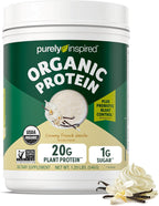 Purely Inspired Plant-Based Protein Powder for Men & Women, Creamy French Vanilla (16 Servings) - Vegan & Organic - 20g of Pea Protein Powder for Smoothies & Shakes - Dairy-Free, & Gluten-Free