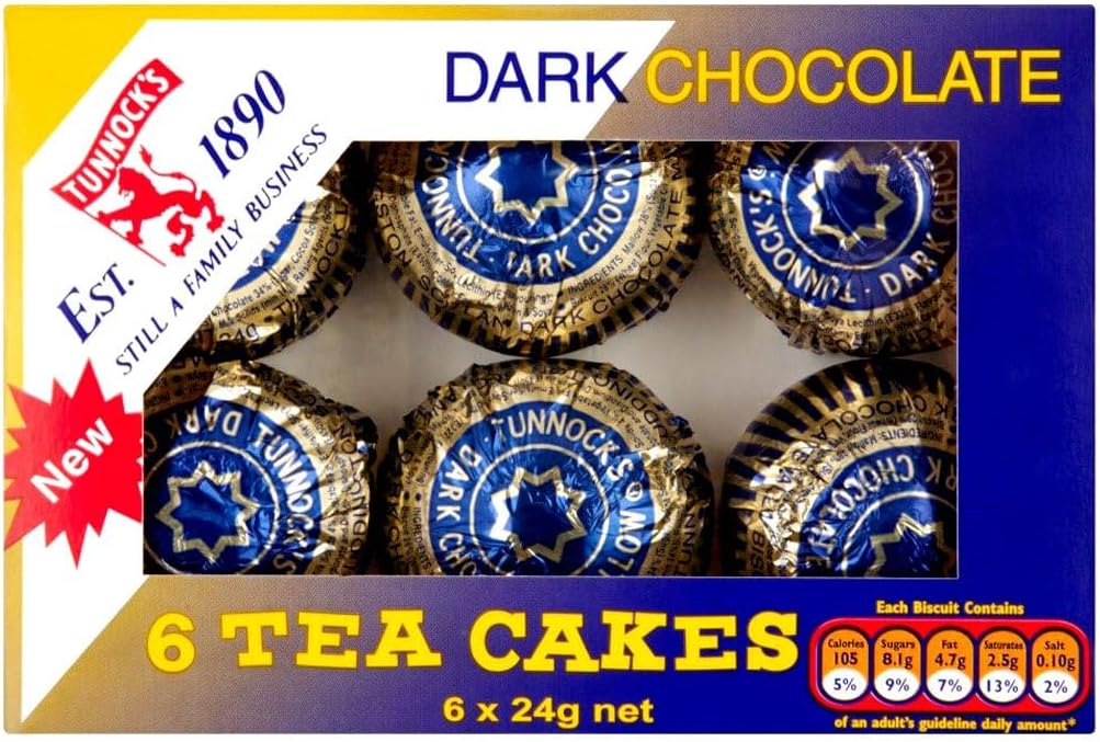 Tunnock's Tea Cakes Dark Chocolate 6 Pack - 24g (Pack of 1)