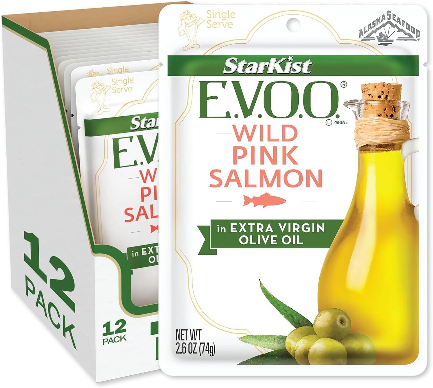StarKist E.V.O.O. Wild-Caught Pink Salmon, 2.6 Oz, Pack of 12