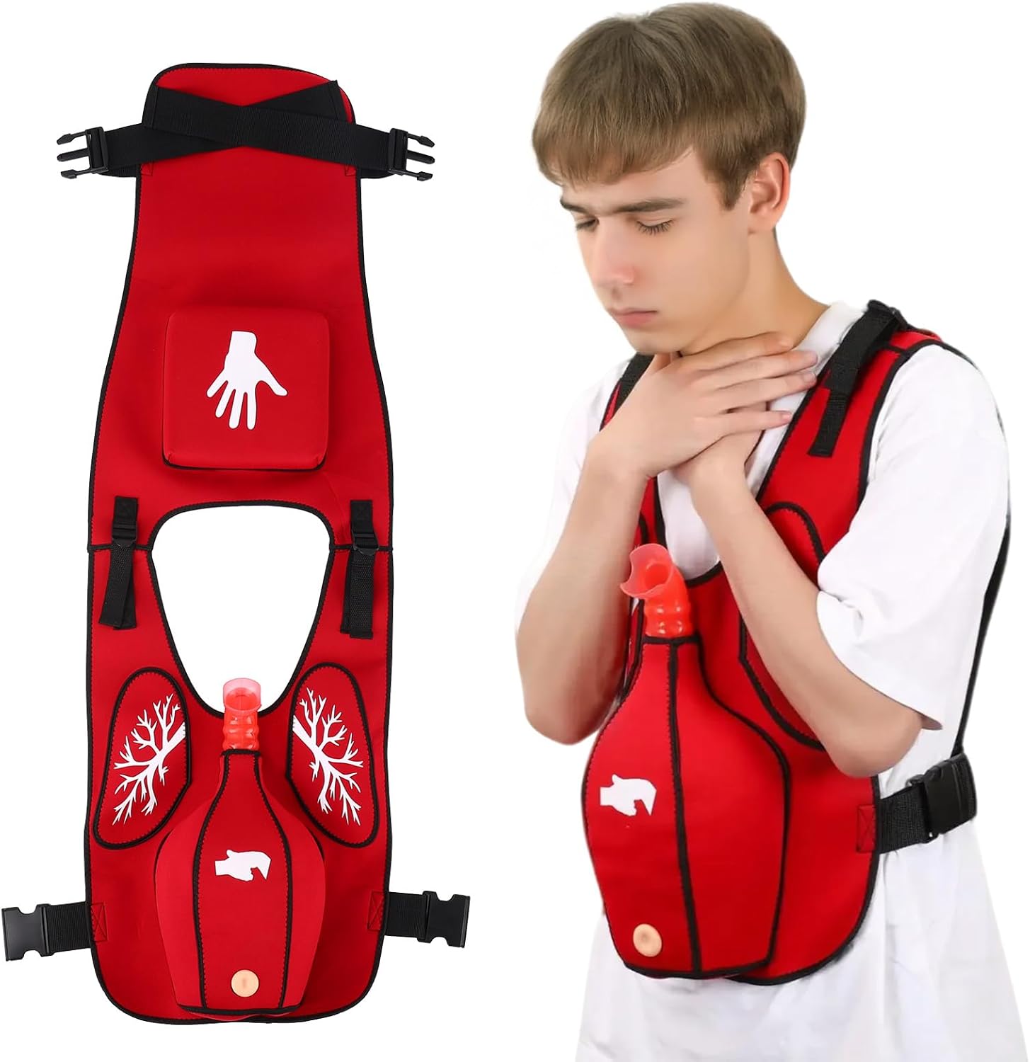 Anti Choking Obstruction Trainer Vest with Back Slap, Heimlik Practice Training Vest Education for Nurse & Student, First Aid Education Teaching Accessories