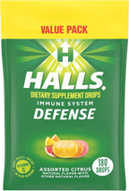 HALLS Defense Assorted Citrus Vitamin C Drops, Value Pack, 180 Drops