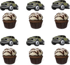 Pickup Truck Cupcake Topper Pickup Truck Theme Birthday Supplies Pickup Truck Happy Birthday Cupcake Topper for Boy Men Birthday Party Decorations (green)