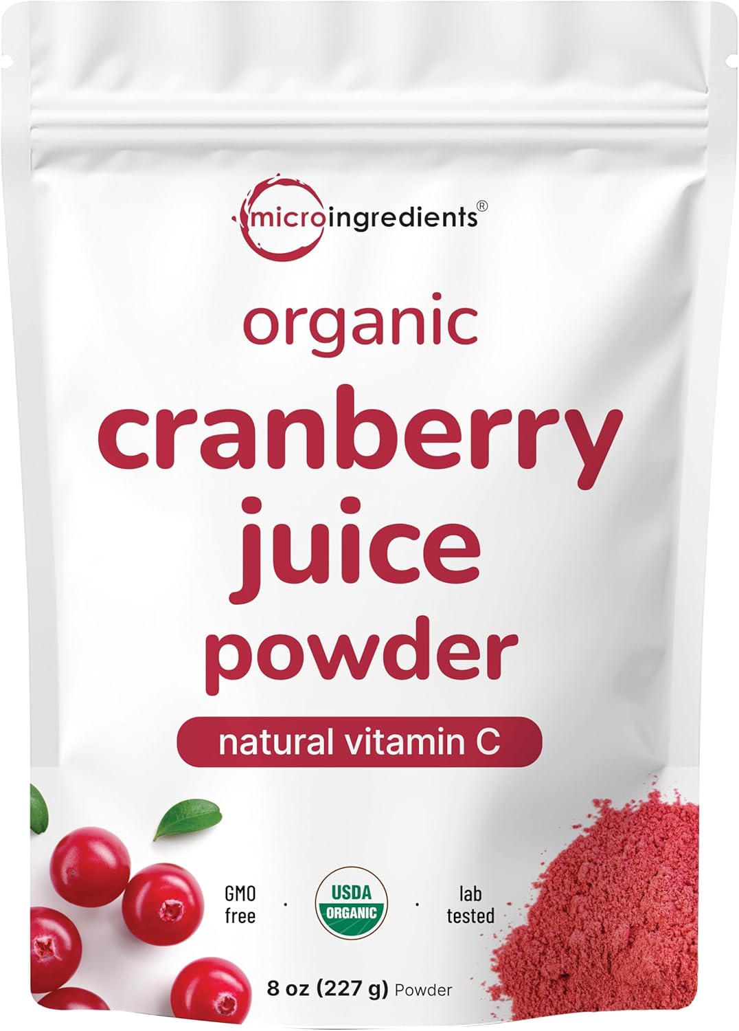 Sustainably US Grown, Organic Cranberry Juice Powder (Wild Cranberry Supplements Cold Pressed), 8 Ounce | Supports Urinary Tract Cleanse & Prostate Health* | Filler Free, Water Soluble, Pet Friendly
