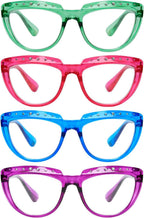 Eyekepper 4-Pack Reading Glasses for Women Rhinestone Readers Oversize Half-Moon Design Eyeglasses