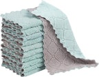 10 Pack Kitchen Dish Cloths Dish Towels,Super Absorbent Coral Fleece Cloth,Premium Dishcloths,Nonstick Oil Washable Fast Drying Dish Rags,Reusable Cloth forTable Chair Dish Glass