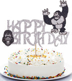 Orangutan Cake Topper Angry Gorilla Cake Decoration Fun Orangutan Theme Children's Party Decoration，Boys Girls Adults Happy Birthday Safari Jungle Animal Ape Party Decorations