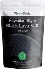 Viva Doria Hawaiian Black Lava Sea Salt, Fine Grain, Lava Salt, 2 lb (907 g)