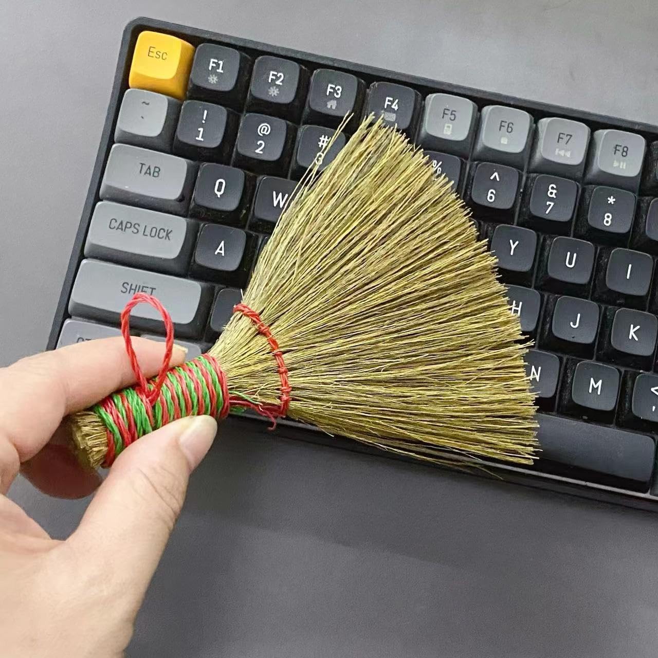 Mini Whisk Broom Handheld Brush Whisks Away Dust, Dirt & Debris Brush Head 4.3" L with Nylon Hanger for Easy Storage Perfect for Inddor Desk and Car