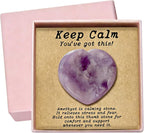 Anxiety Support Gift for Women - Amethyst Crystal Worry Stone, Stress Relief Thumb Stone, Thinking of You Comfort Gift, Inspirational Keepsake for Friends Family & Loved Ones (Amethyst)