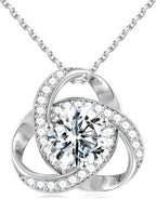 MOOSEA Mothers Day Gifts - 1-3 ct Love Knot Moissanite Necklace, Lab Created Moissanite 925 Sterling Silver Pendant Necklace Anniversary Birthday Gifts for Women Wife Mom Girlfriend Grandma