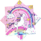 40 Pcs Dream Unicorn Party Napkins Flower Unicorn Napkins Disposable Paper Napkins for Wedding Banquet Restaurant Holiday 6.5"