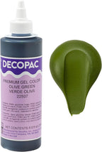 DecoPac Premium Gel Food Coloring | Olive Green Food Coloring For Baking | 8oz | Color Buttercream, Fondant, Frosting & Piping Gel, Food Safe, Highly Concentrated Gel, 8 oz - Olive Green