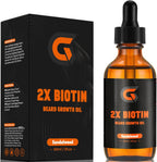 2X Biotin Beard Growth Oil for Men - Natural Organic Leave-in Conditioner & Softener - Mustache & Facial Hair Thickener, Moisturizer & Strengthener - Anti Itch & Dandruff Serum, 2 fl.Oz (Sanda)