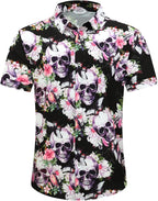 Men's Hawaiian Shirt Tops Vintage Short Sleeve Button Down Beach Shirt Male Tropical Floral Summer Pullover Party Holiday