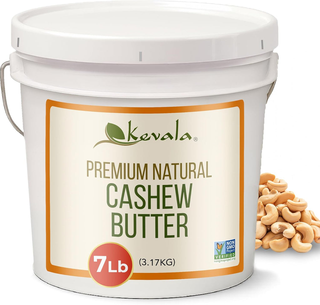 Kevala Cashew Butter - Spreadable Cashew Cream for Toasts and Pancakes, Made with no Palm Oil and no Preservatives, Nutty Base for Sauces, Peanut Butter Substitute for Breakfasts, Bulk Size 7 lb