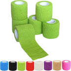 6 Pack 2 Inches Self Adhesive Wrap Bandage Self Adherent Cohesive Bandage Tape Stretch Vet Wrap Breathable Athletic Tape for Sports, Wrist, Ankle（Green）