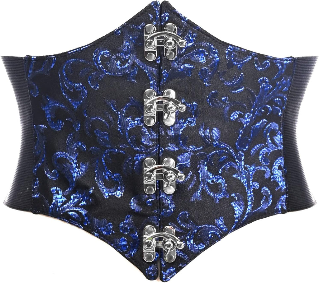 Lavish Dark Crushed Velvet Corset Belt Cincher w/Clasps