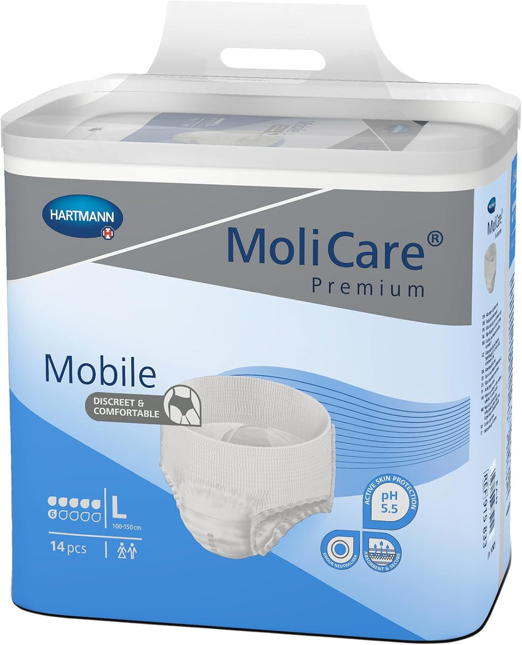 MoliCare Mobile Protective Underwear, XL, 2000mL Absorbency Level, 51" to 67" Hip - Pack of 14