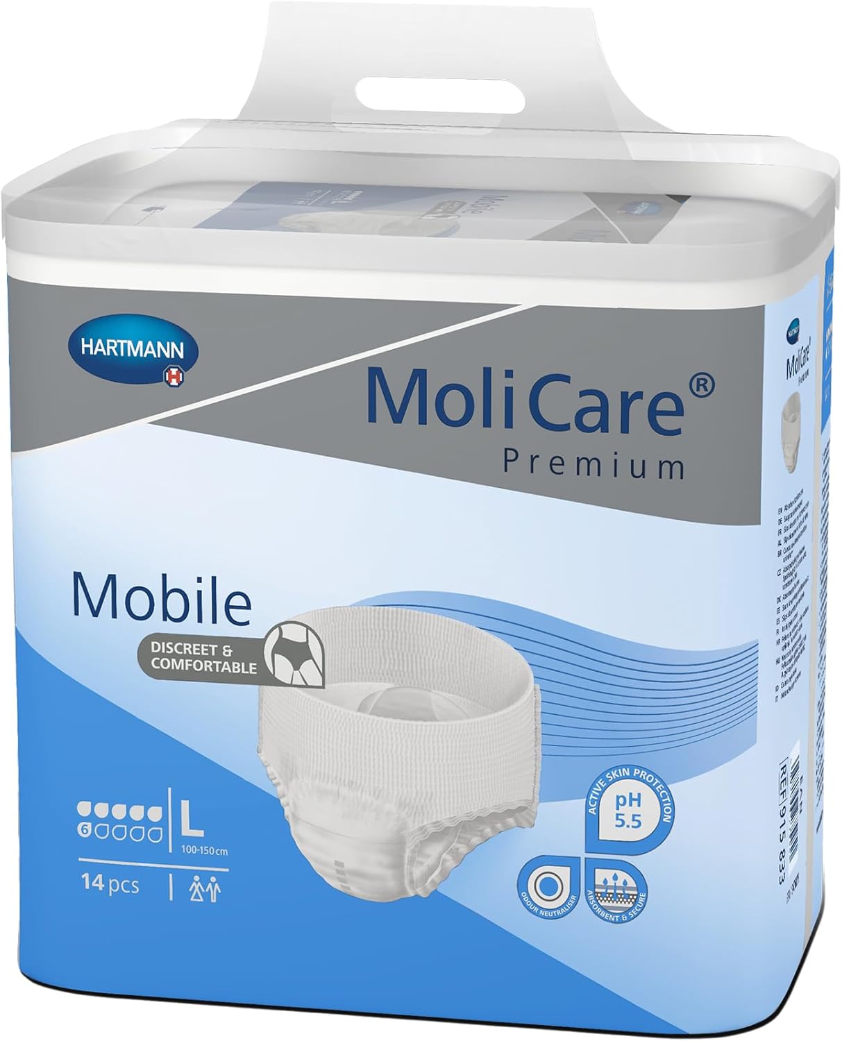 MoliCare Mobile Protective Underwear, XL, 2000mL Absorbency Level, 51" to 67" Hip - Pack of 14