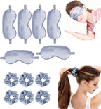 12Pcs Silk Sleep Masks Satin Eye Mask Silky Eyes Cover Blindfold Eyeshade Hair Ties Scrunchy Travel Bridesmaids Gifts