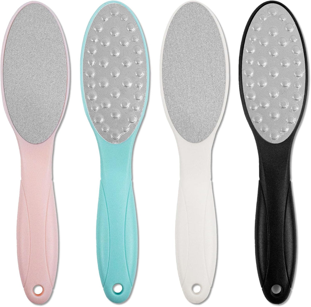 4 Pcs Stainless Steel Foot Scraper Metal Foot File Double-Sided Foot File Callus Remover for Feet Professional Foot Scraper Pedicure, Pedicure Tools, Foot Scrub Supplies (Stainless Steel)