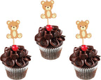 Leadigol 40PCS Bear Cupcake Toppers Bear Cake Toppers,Birthday Party Decoration Bear Theme Cupcake Toppers,for Wedding Birthday Party Supplies