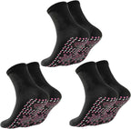 3 Pair Tourmaline Thermal Circulation Acupressure Self-Heating Shaping Socks,AFIZ Tourmaline Health Sock,Foot Massage Thermotherapeutic Sock(Black)