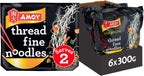 Amoy Straight to Wok Thread Fine Noodles (2 per pack - 300g) - Pack of 6