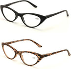 V.W.E. 2 Pairs Deluxe Female Cateye Vintage Reading Glasses Women Readers