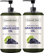 Essentially KateS Grapeseed Oil 33.8 Fl Oz - Pack of 2 x 16.9 Fl Oz - 100% Pure and Natural and Cold Pressed