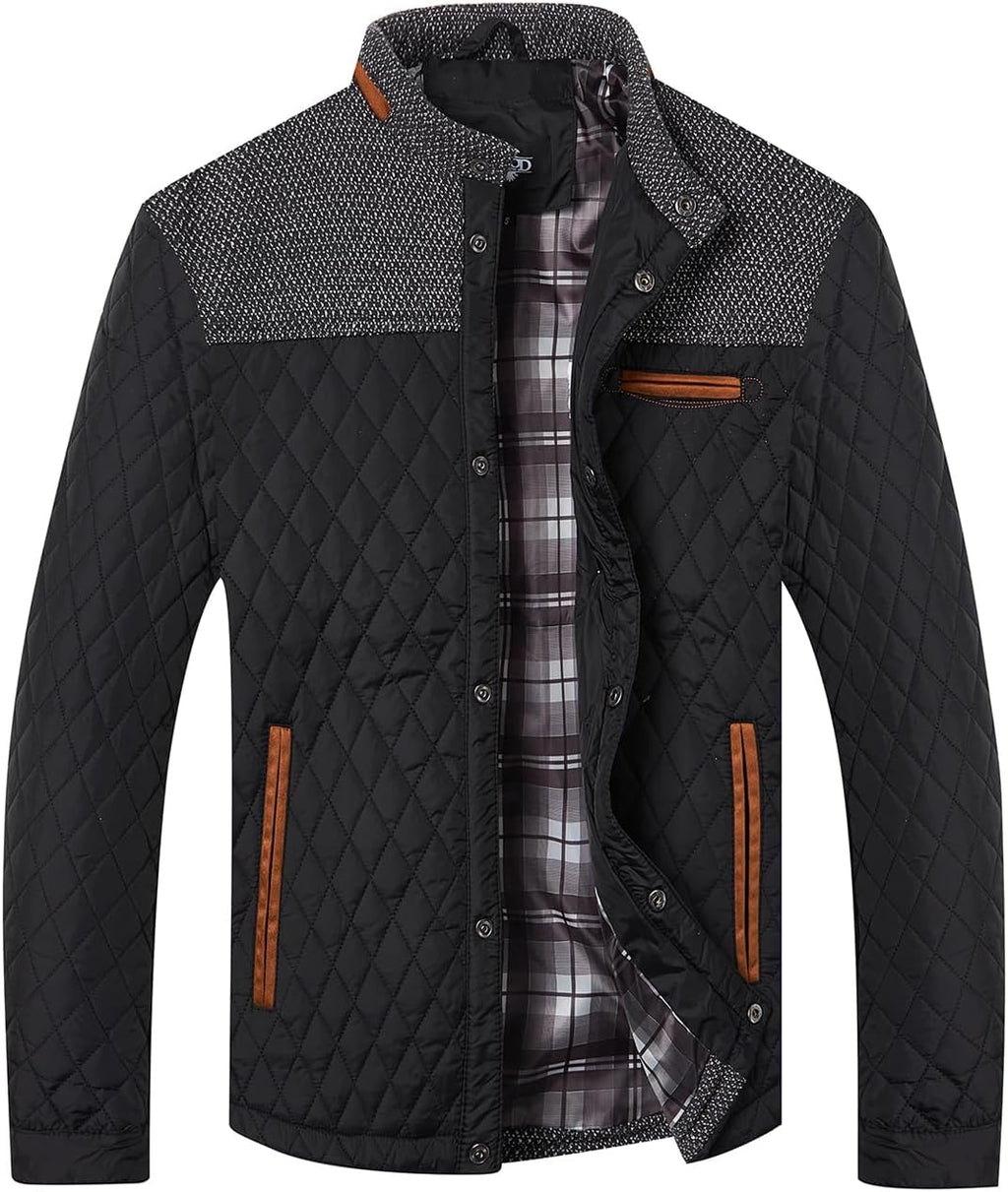 HOOD CREW Men’s Quilted Down Jacket Autumn Winter Coat Lightweight Business Causal Shirt Jacket