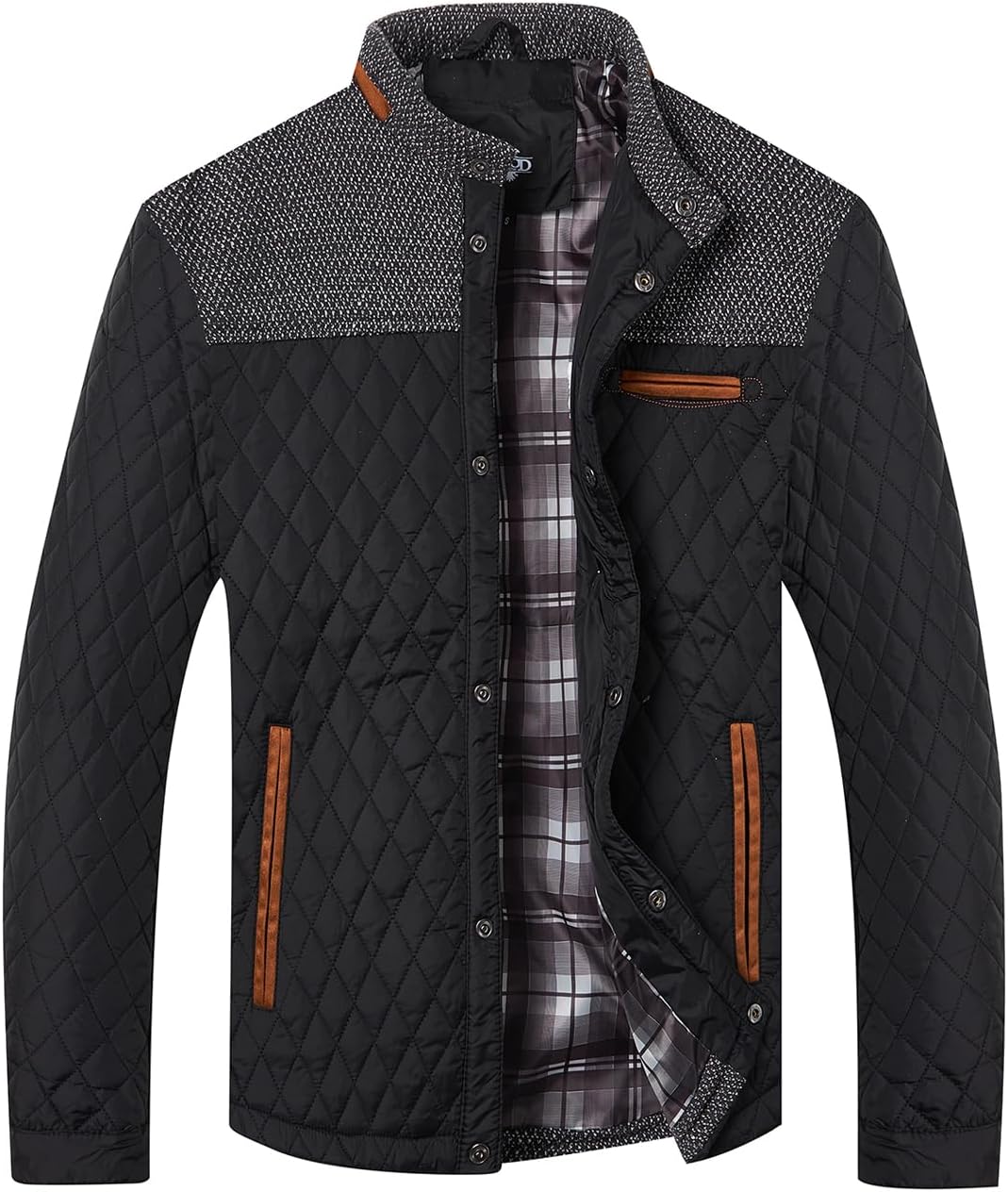 HOOD CREW Men’s Quilted Down Jacket Autumn Winter Coat Lightweight Business Causal Shirt Jacket