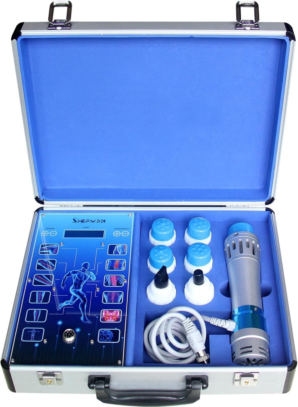 Portable Shockwave Therapy Machine for Body Muscle Massager Pain Relief Back Waist Leg and Golf Elbow Shock Wave Deep Tissue Pain Relief with 7 Massage Heads